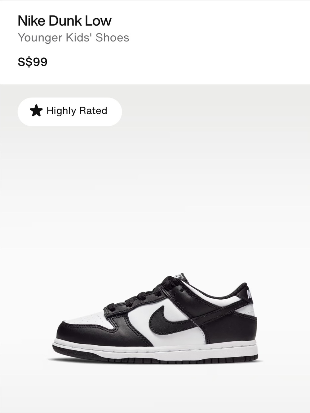 Nike Dunk Low Kids - Black and White Leather Sneakers panda